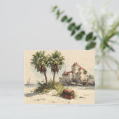 Castle With Palm Trees and Hidden Treasure Chest Briefkaart (Staand voorkant)