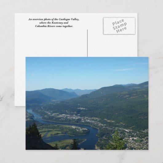 Castlegar-kruispunt van de Kootenays Briefkaart (Voorkant / Achterkant)