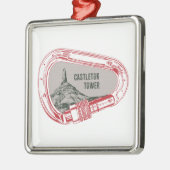 Castleton Tower, klimmer Carabiner Metalen Ornament (Links)