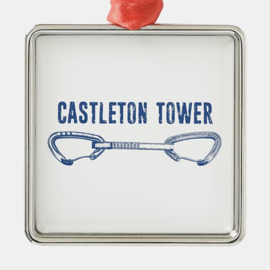Castleton Tower klimt Quickdraw Metalen Ornament (Voorkant)