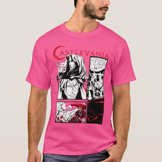 Castlevania zwart-wit strip panels t-shirt (Voorkant)