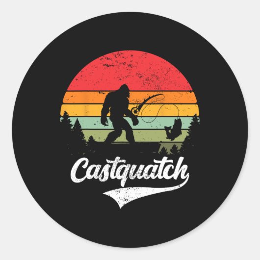 Castquatch Funny Byss Fisherman Fishing Meme Ronde Sticker (Voorkant)