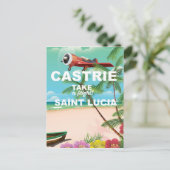 Castrie Saint Lucia vintage reisposter Briefkaart (Staand voorkant)