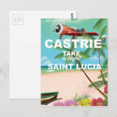 Castrie Saint Lucia vintage reisposter Briefkaart (Voorkant / Achterkant)