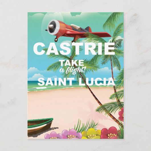 Castrie Saint Lucia vintage reisposter Briefkaart (Voorkant)
