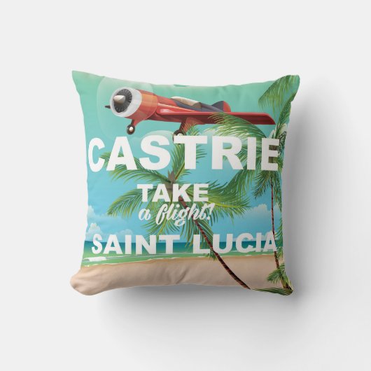 Castrie Saint Lucia vintage reisposter Kussen (Voorkant)