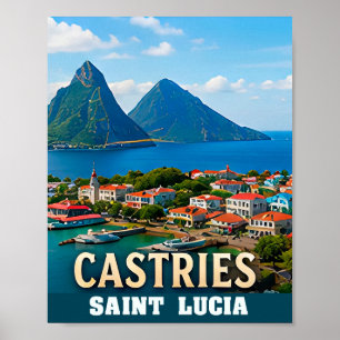 Castries Caribische haven en tropisch paradijs Poster