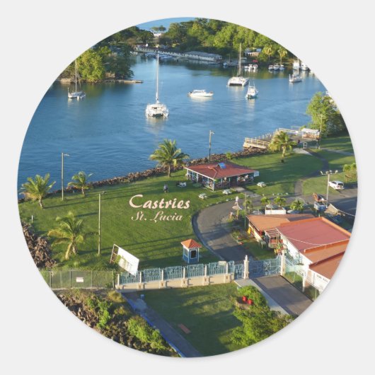 Castries Saint Lucia Caribbean Island Ronde Sticker (Voorkant)