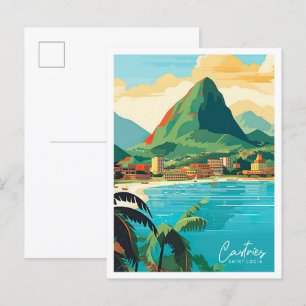 Castries Saint Lucia Vintage reisillustratie Briefkaart