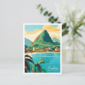 Castries Saint Lucia Vintage reisillustratie Briefkaart (Staand voorkant)