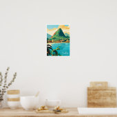 Castries Saint Lucia Vintage reisillustratie Poster (Keuken)