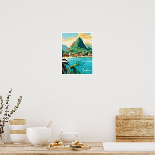 Castries Saint Lucia Vintage reisillustratie Poster (Keuken)