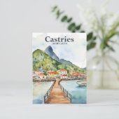 Castries Saint Lucia Waterverf Schilderij Reizen Briefkaart (Staand voorkant)