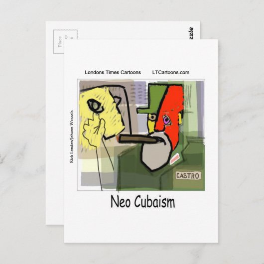 Castro NeoCubaïsme Funny Briefkaart (Voorkant / Achterkant)