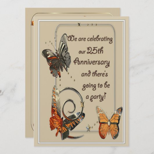 Casual 25e Jubileum Uitnodigingen (Voorkant / Achterkant)