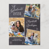 Casual 3 foto krijtbord Doodle Afstuderen Aankondigingskaart (Voorkant)