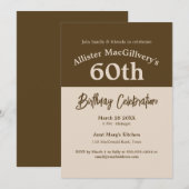 Casual 60ste Verjaardagsuitnodiging voor Hem - Bru Kaart (Voorkant / Achterkant)