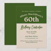 Casual 60ste Verjaardagsuitnodiging voor Hem - Gro Kaart (Voorkant / Achterkant)