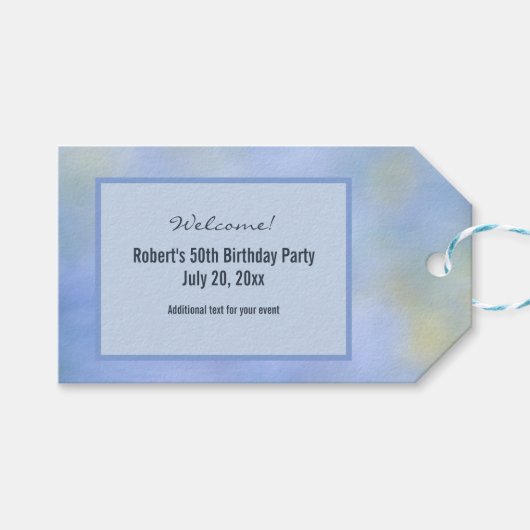 Casual Abstract Blauw Geel Patroon Welkom Cadeaulabel (Voorkant (Horizontaal))