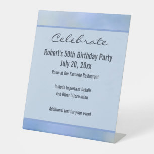 Casual Abstract Blauw Geel Patroonevenement Reclamebord Met Voetstuk