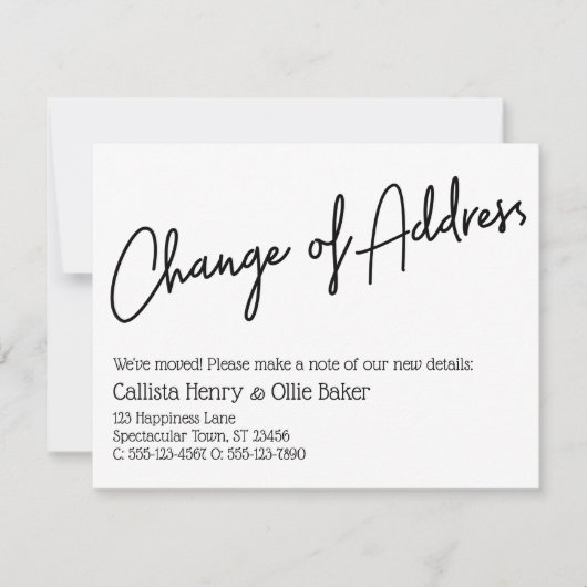 Casual adreswijziging Eenvoudige bekendmaking Notitiekaartje (Voorkant)