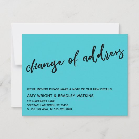 Casual adreswijziging Turquoise Notitiekaartje (Voorkant)