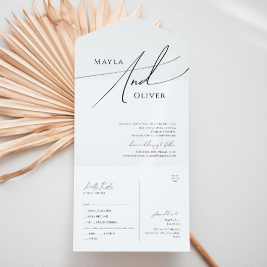 Casual afdichting en verzending van minieme script all in one uitnodiging