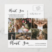 Casual Afstuderen Bedankt Script Photo Collage Briefkaart (Voorkant / Achterkant)