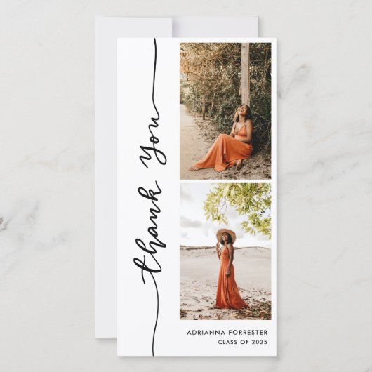 Casual Afstuderen foto | Elegant bedankscript Bedankkaart (Voorkant)