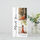 Casual Afstuderen foto | Elegant bedankscript Bedankkaart (Staand voorkant)