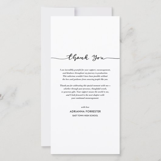 Casual Afstuderen foto | Elegant bedankscript Bedankkaart (Achterkant)
