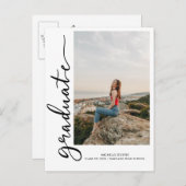 Casual Afstuderen handgeschreven script | Foto Aankondigingskaart (Voorkant / Achterkant)