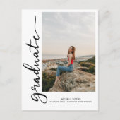 Casual Afstuderen handgeschreven script | Foto Aankondigingskaart (Voorkant)