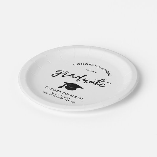 Casual Afstuderen handgeschreven script gefelicite Papieren Bordje (Gekanteld)