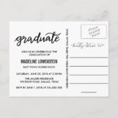 Casual Afstuderen script drie foto's Uitnodiging Briefkaart (Achterkant)