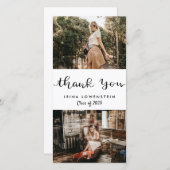 Casual Afstuderen Twee Foto Dank u Manuscript Bedankkaart (Voorkant / Achterkant)