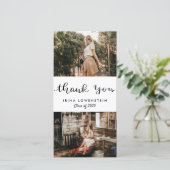 Casual Afstuderen Twee Foto Dank u Manuscript Bedankkaart (Staand voorkant)