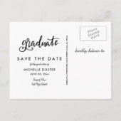 Casual Afstuderen zwart script handgeschreven | Fo Aankondigingskaart (Achterkant)