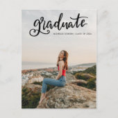 Casual Afstuderen zwart script handgeschreven | Fo Aankondigingskaart (Voorkant)