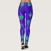 Casual aqua turquoise koraal blauwgroen en cyaan o leggings (Achterkant)