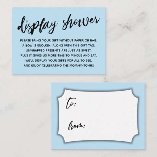 Casual Babyblauw beeldscherm Baby shower Geen ompa Informatiekaartje (Voorkant / Achterkant)