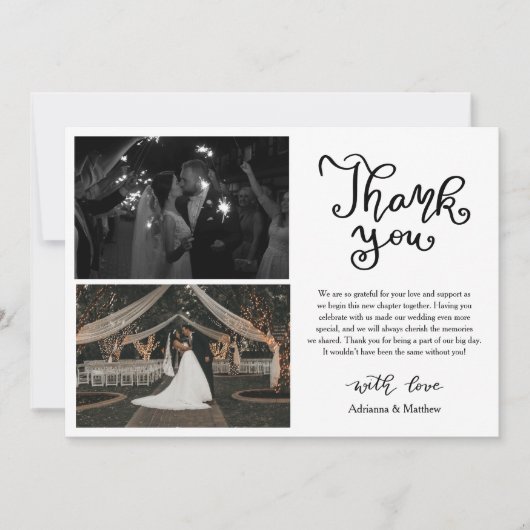 Casual Bedankt Script Wedding Photo Collage (Voorkant)