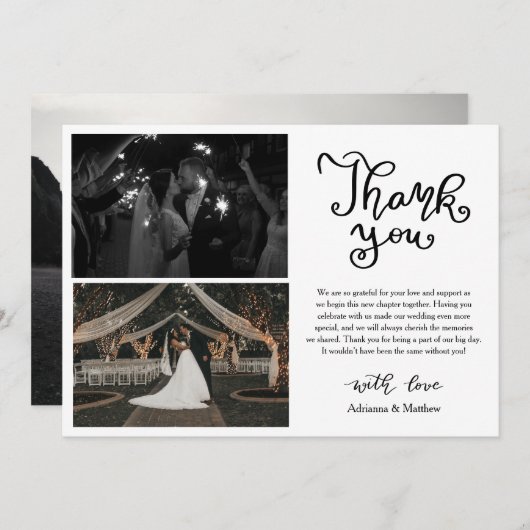 Casual Bedankt Script Wedding Photo Collage (Voorkant / Achterkant)