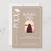 Casual Beige Twee foto Senior Afstuderen Kaart (Achterkant)