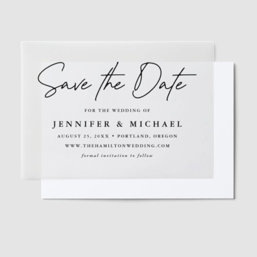 Casual Black Script Wedding Sla de datum op Vellum Uitnodigingen (Offset)