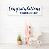 Casual blauwe typografie Gefeliciteerd | Afstudere Spandoek (Insitu)