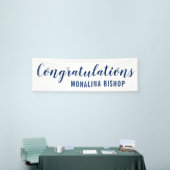 Casual blauwe typografie Gefeliciteerd | Afstudere Spandoek (Beurs)