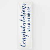 Casual blauwe typografie Gefeliciteerd | Afstudere Spandoek (Verticaal)