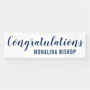 Casual blauwe typografie Gefeliciteerd Afstudere Spandoek