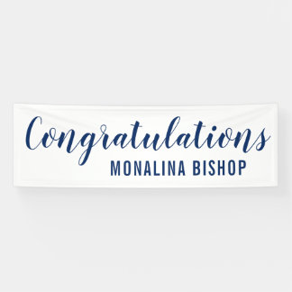 Casual blauwe typografie Gefeliciteerd | Afstudere Spandoek
